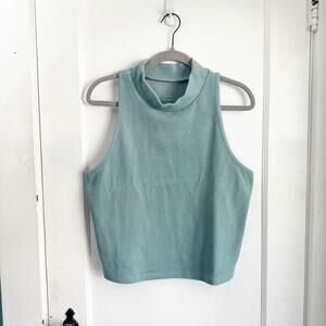 A New Day Ribbed Slim Fit Mock Neck Thicker Tank Top Blue Sexy Preppy Size XXL